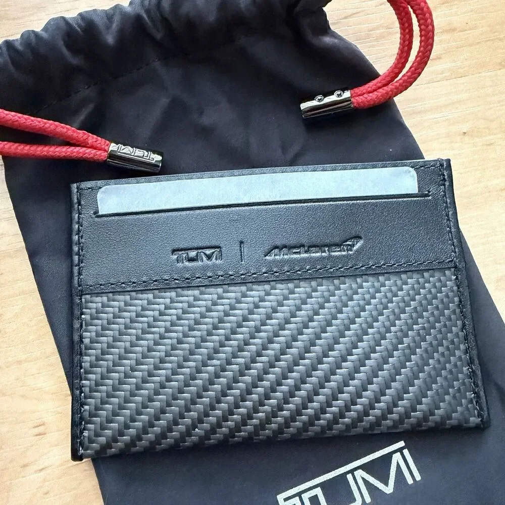 New Authentic Tumi McLaren Wallet Men Carbon Limited Slim Card Case Papaya